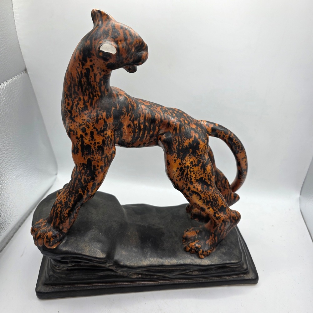 Vintage Royal Haeger R-313 Tiger Amber Crystal Figurine Royal Hickman MCM AS IS
